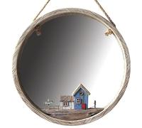 Fyne-Finds Rustic Wooden Wall Hanging Nautical Mirror Coastal Scene Beach Seaside Bathroom 37cm Decorative Mirror