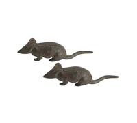 Fyne-Finds Set of 2 Cast Iron Running Mouse Ornament Decorative Desktop Statues Sculptures Figurines Home Garden
