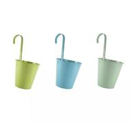 Fyne-Finds Set of 3 Assorted Metal Wall Hanging Planters 35cm, 14inch Vase Bucket Fence Balcony Garden Flower Plant Pot