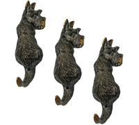 Fyne-Finds Set of 3 Cast Iron Rustic Vintage Scottie Dog Tail Statue Hook Leads Coat Keys Wall Hanger Gift