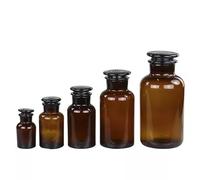 Fyne-Finds Set of 5 Amber Old French Apothecary Glass With Lid Chemist Botanical Jar Stem Storage Large & Small Bottles Home Decorative Candle Jar