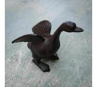 Fyne-Finds Small Duck with Wings Spread 14cm Cast Iron Garden Lawn Patio Pond Statue Sculpture Ornament