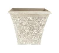 Fyne-Finds Square Plastic Plant Pot Beige Grey 35cm,14inch Outdoor 20L Pot Garden Patio Planter Cover Drainageholes Weatherproof Frostproof (1)