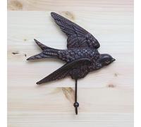 Fyne-Finds Swallow Flying Bird Hook Bronze Coat Wall Mount 20cm Scarf Keys Single Hook Mystic Bird Decor