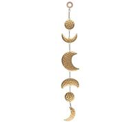 Fyne-Finds Vertical Golden Crescent Moons Phase Iron Wall Hanging with Chains Boho Style Hippie Chic Ornament