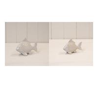 Fyne-Finds White Ceramic Fish Ornament Glazed Textured Beach Bathroom Nautical Xmas Figurine Novelty Gift (Pack of Small & Large)