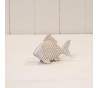 Fyne-Finds White Ceramic Fish Ornament Glazed Textured Beach Bathroom Nautical Xmas Figurine Novelty Gift (Small Fish)