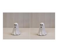Fyne-Finds White Ceramic Ghost Decoration with LED Autumn Halloween Shelfsiiter Spooky Indoor Novelty Ornaments (Pack of Two)