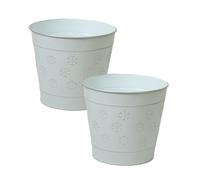Fyne-Finds White Snowflake Embossed Metal Plant Pot 15cm,6inch Winter Christmas Decorative Planter Indoor Outdoor Festive Flower Pot Xmas Garden Decor (2)