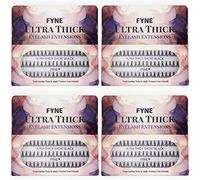 FYNE Individual Eyelashes, Black [240 Pcs, Ultra Thick Short 8mm, Pack of 4] Individual lashes, Eyelash Extensions, Natural Look, Volume Cluster Lashes, False Lash Cluster