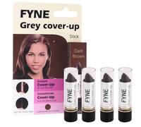 FYNE Root Touch Up Cover Stick - Pack of 4 - Instant Dark Brown Grey Hair Cover Up - Magic Retouch Temporary Hair Colour for Men & Women