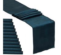 Fynite 12 Pack Satin Table Runner 12 x 108 Inches Long | Dark Teal Satin Table Runner for Party Wedding Banquet Decorations | Bright and Smooth Silk Fabric Party Table Runner - Dark Teal