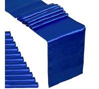 Fynite 12 Pack Satin Table Runner 12 x 108 Inches Long | Royal Blue Satin Table Runner for Party Wedding Banquet Decorations | Bright and Smooth Silk Fabric Party Table Runner - Royal Blue
