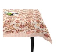 FYNITE Blush Branches Tablecloth | 60" x 60" Square | 100% Cotton | Hand Block Print | Washable | Farmhouse & Fall Decor | Table Cover for Halloween | Thanksgiving | Christmas | Wedding | Parties
