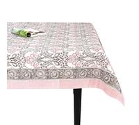 FYNITE Charcoal Bloom Tablecloth | 60" x 60" Square | 100% Cotton | Hand Block Print | Washable | Farmhouse & Fall Decor | Table Cover for Halloween | Thanksgiving | Christmas | Wedding | Parties