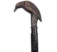 FYNJREX Carved Falcon Eagle Head Brass Pipe Wooden Walking Stick Cane Handle