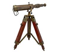 FYNJREX Nautical Brass Antique Telescope with Wooden Stand Home Decor Gift Rustic Vintage Home Decor Gift