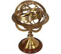 FYNJREX Vintage Brass Engraved Brass Tabletop Armillary Nautical Sphere Globe Item