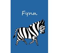 Fynn: Notebook / coloring book / diary - Fynn - DIN A4 - blank - Zebra - blue