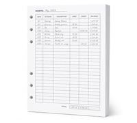 Fynora A5 Accounting Ledger Refill Paper, 6-Hole Ledger Sheets for Debit Credit Balance Tracking, 50 Count, 8.3 x 5.8 in, White Bookkeeping Inserts for Budget Planner, Small Business Expense Records