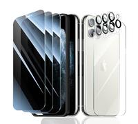Fynorao 3*Privacy Screen Protector + 3*Camera Lens Protector + 1*Back Tempered Glass Film for iPhone 11 Pro Max with a Installation Alignment Aid, Anti-Spy, Private Black Protection, 9H Hardness