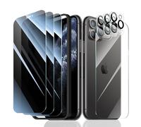 Fynorao 3*Privacy Screen Protector + 3*Camera Lens Protector + 1*Back Tempered Glass Film for iPhone 11 Pro with a Installation Alignment Aid, Anti-Spy, Private Black Protection, 9H Hardness