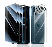 Fynorao 3*Privacy Screen Protector + 3*Camera Lens Protector + 1*Back Tempered Glass Film for iPhone 12 Pro Max with a Installation Alignment Aid, Anti-Spy, Private Black Protection, 9H Hardness