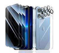 Fynorao 3*Privacy Screen Protector + 3*Camera Lens Protector + 1*Back Tempered Glass Film for iPhone 13 Pro with a Installation Alignment Aid, Anti-Spy, Private Black Protection, 9H Hardness