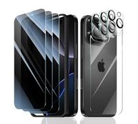 Fynorao 3*Privacy Screen Protector + 3*Camera Lens Protector + 1*Back Tempered Glass Film for iPhone 16 Pro Max with a Installation Alignment Aid, Anti-Spy, Private Black Protection, 9H Hardness