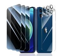 Fynorao 3*Privacy Screen Protector + 3*Camera Lens Protector for iPhone 12 Mini with a Back Tempered Glass Film, Anti-Spy, Private Black Protection, [Anti-Scratch][9H Hardness]