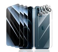 Fynorao 3*Privacy Screen Protector + 3*Camera Lens Protector for iPhone 12 Pro Max with a Back Tempered Glass Film, Anti-Spy, Private Black Protection, [Anti-Scratch][9H Hardness]