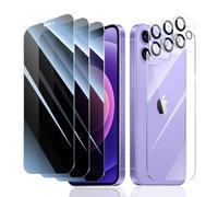 Fynorao 3*Privacy Screen Protector + 3*Camera Lens Protector for iPhone 12 with a Back Tempered Glass Film, Anti-Spy, Private Black Protection, [Anti-Scratch][9H Hardness]