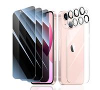 Fynorao 3*Privacy Screen Protector + 3*Camera Lens Protector for iPhone 13 with a Back Tempered Glass Film, Anti-Spy, Private Black Protection, [Anti-Scratch][9H Hardness]