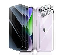 Fynorao 3*Privacy Screen Protector + 3*Camera Lens Protector for iPhone 14 Plus with a Back Tempered Glass Film, Anti-Spy, Private Black Protection, [Anti-Scratch][9H Hardness]