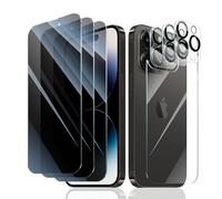 Fynorao 3*Privacy Screen Protector + 3*Camera Lens Protector for iPhone 14 Pro with a Back Tempered Glass Film, Anti-Spy, Private Black Protection, [Anti-Scratch][9H Hardness]