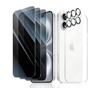 Fynorao 3*Privacy Screen Protector + 3*Camera Lens Protector for iPhone 16 Plus with a Back Tempered Glass Film, Anti-Spy, Private Black Protection, [Anti-Scratch][9H Hardness]