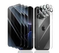 Fynorao 3*Privacy Screen Protector + 3*Camera Lens Protector for iPhone 16 Pro Max with a Back Tempered Glass Film, Anti-Spy, Private Black Protection, [Anti-Scratch][9H Hardness]