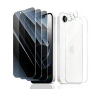 Fynorao 3*Privacy Screen Protector + 3*Camera Lens Protector for iPhone 16e with a Back Tempered Glass Film, Anti-Spy, Private Black Protection, [Anti-Scratch][9H Hardness]