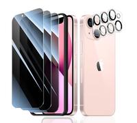 Fynorao 3*Privacy Screen Protector and 3*Camera Lens Protector for iPhone 13 with a Installation Alignment Aid, Anti-Spy Tempered Glass Film, Private Black Protection, [Anti-Scratch][9H Hardness]