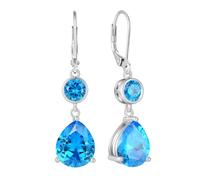 FYNSBLE 925 Sterling Silver Drop Earrings for Women, Silver Drop Earrings with 18K White Gold, Double Birthstone, Gemstone Dangling, Hypoallergenic, Jewellery, Gift for Women, Sterling Silver, Cubic