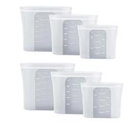 Fynster Platinum Silicone Reusable Food Storage Bags [6 Pack] - Eco-Friendly Freezer & Sandwich Bags for Sous Vide, Batch Cooking & Meal Prep - Leakproof, BPA Free (500ml, 1000ml, 1500ml)