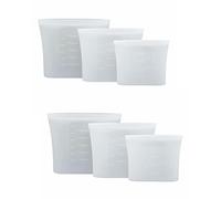 Fynster Reusable Silicone Food Storage Bags (6-Pack: 2×500ml, 2×1000ml, 2×1500ml) Leakproof, Freezer, Microwave, Dishwasher Safe - Keep Food Fresh Without Waste