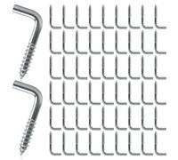 Fyntave 100 Pcs Screw-in Hooks Right-Angle, L Shaped Stainless Steel Screw Hooks Spiral L-Shaped Bolts Key Jewelry Hanger Screw for Home Office Workplace Hanging
