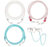 Fyntave 3 Pcs Eyeglass Chains for Women, Pearl Stylish Sunglasses Chain Beaded Eyeglasses Strap Lanyard Elegant Eyewear Retainer Chains for Sunglass Myopia Glass
