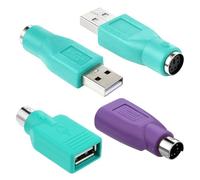 Fyntave 4PCS PS/2 to USB & USB to PS/2 Adapter Combo, 2 Types PS2 t o U SB A Male Female Converter for Keyboard Mouse Replacement PS-2 Jack Adapter for Desktop PC Laptop Notebook (Green & Purple)