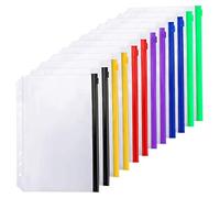 FYOBOT 12PCS Binder Pockets A5 Size 6 Holes Zipper Binder Pouch Folders for 6-Ring Notebook Binder Loose Leaf Bags