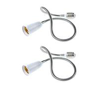 FYOBOT 2X E27 to E27 Light Lamp Bulb Flexible Extension Adaptor Converter (White,60cm)