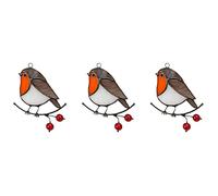 FYOBOT 3X Hanging Multicolor Birds on Wire High Stained Acrylic Window Panel Home -Sitting