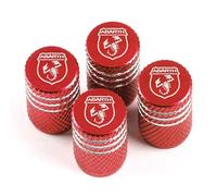 FYOBOT 4pcs Car Tire Valve Stem Caps for Abarth 500 595 124, Auto Dustproof Anti Theft Corrosion Resistant Valve Caps Accessories,-Red