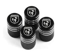 FYOBOT 4pcs Car Tire Valve Stem Caps for Abarth 500 595 124, Auto Dustproof Anti Theft Corrosion Resistant Valve Caps Accessories,-Black